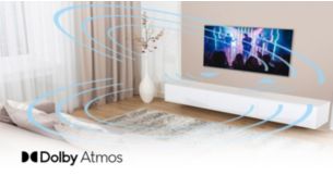 Dolby Atmos w/2.1 speaker system fills the room with sound