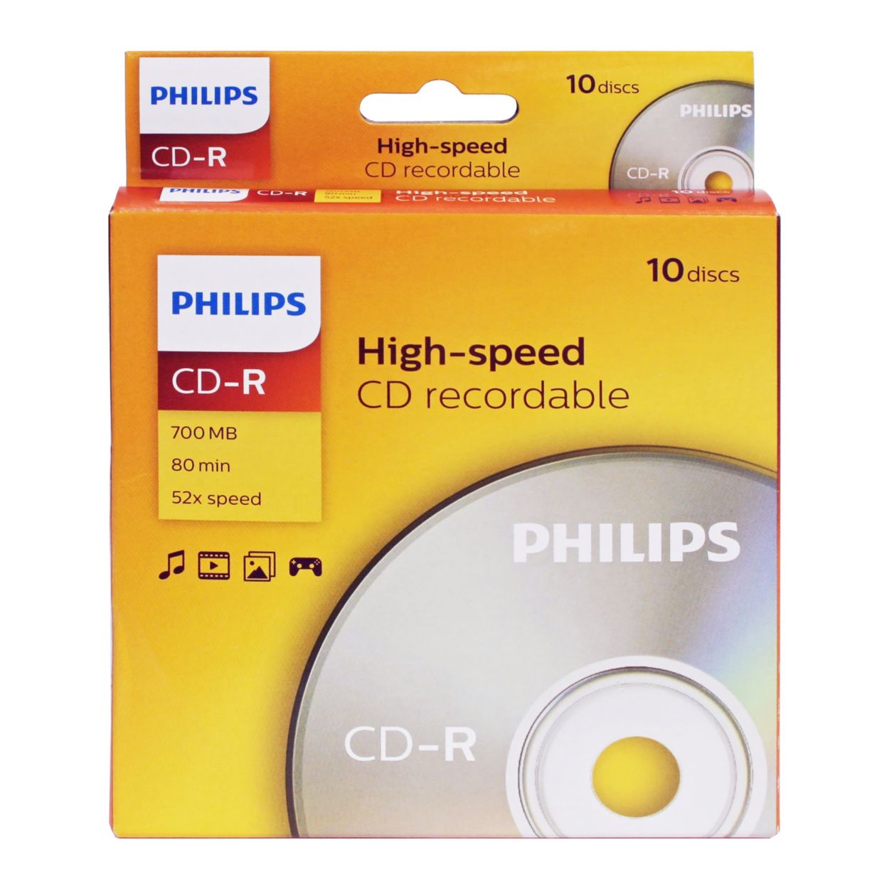 10 PHILIPS Digital Music CD-R 40X Branded Logo 700MB Audio Disc - Paper  Sleeves