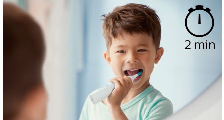 Helps kids brush for the dentist-recommended time