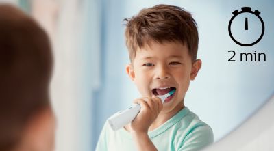 Helps kids brush for the dentist-recommended time
