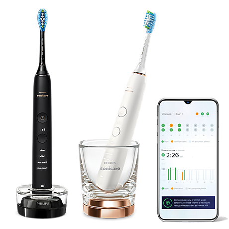HX9914/57 Philips Sonicare DiamondClean 9000 2-pack sonic electric toothbrush with charger & app