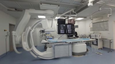 Philips Azurion 7 system installed in interventional suite ready for clinical use