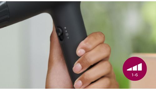 Control preciso con 6 posiciones de calor y velocidad