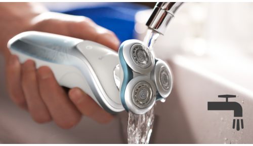 Rasierer kann unter fließendem Wasser gereinigt werden