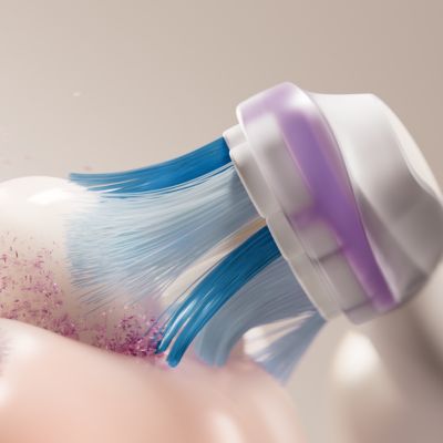 A Sonicare brush head cleaning plaque.