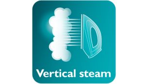 Vertical steam for crease removal in hanging fabrics