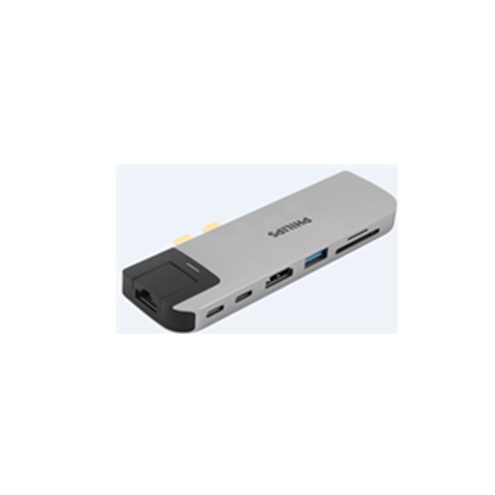 双 USB-C 插孔集线器扩展到 7 端口。