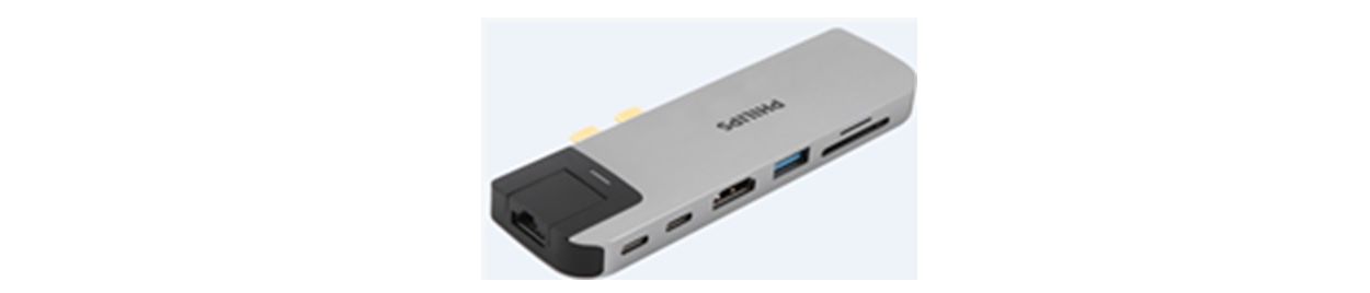 双 USB-C 插孔集线器扩展到 7 端口。