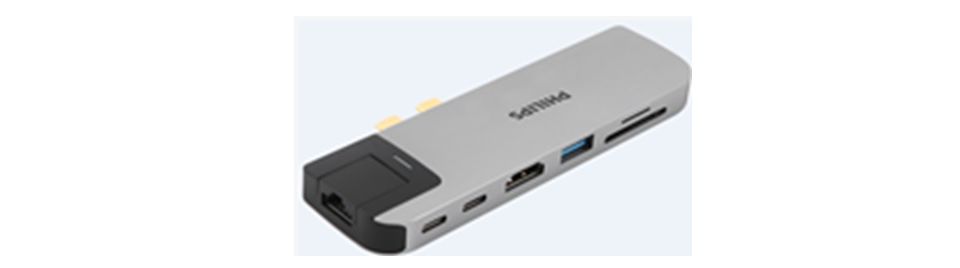 双 USB-C 插孔集线器扩展到 7 端口。