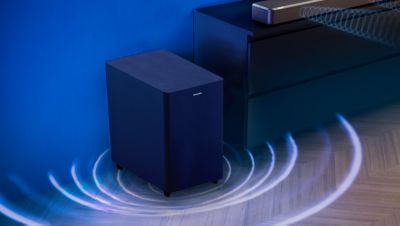 ワイヤレスサブウーファーで深く力強い低音を再生