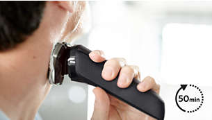 Up to 50 minutes of cordless shaving when fully charged