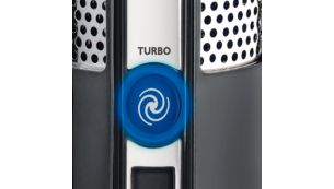 Turbo power boost button boosts cutting and fan speed