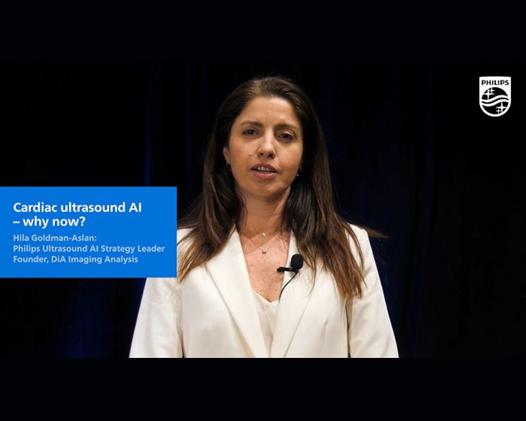 Hila Goldman-Aslan giving a presentation on ultrasound AI