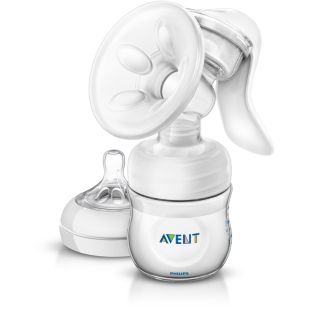 Manual breast pump with bottle