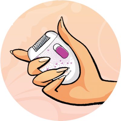 Depilador compacto que remove pelos do corpo pela raiz