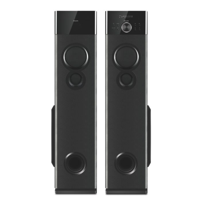 Multimedia tower speakers with wireless microphone
