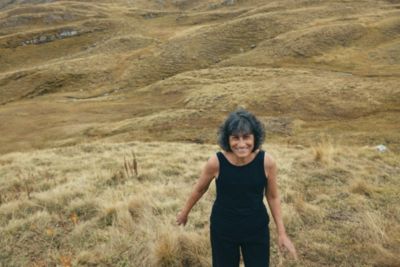 Woman enjoying nature in rolling hills