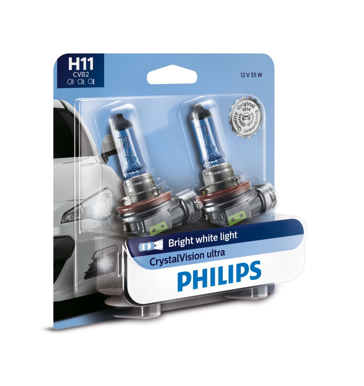 Philips H7 CrystalVision Ultra Upgrade HeadLight Bulb, 2-Pack, 930136