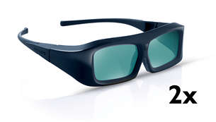 2 x активные очки 3D для получения полных впечатлений от просмотра фильмов Full HD 3D