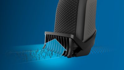 Trims evenly and captures low-lying hairs