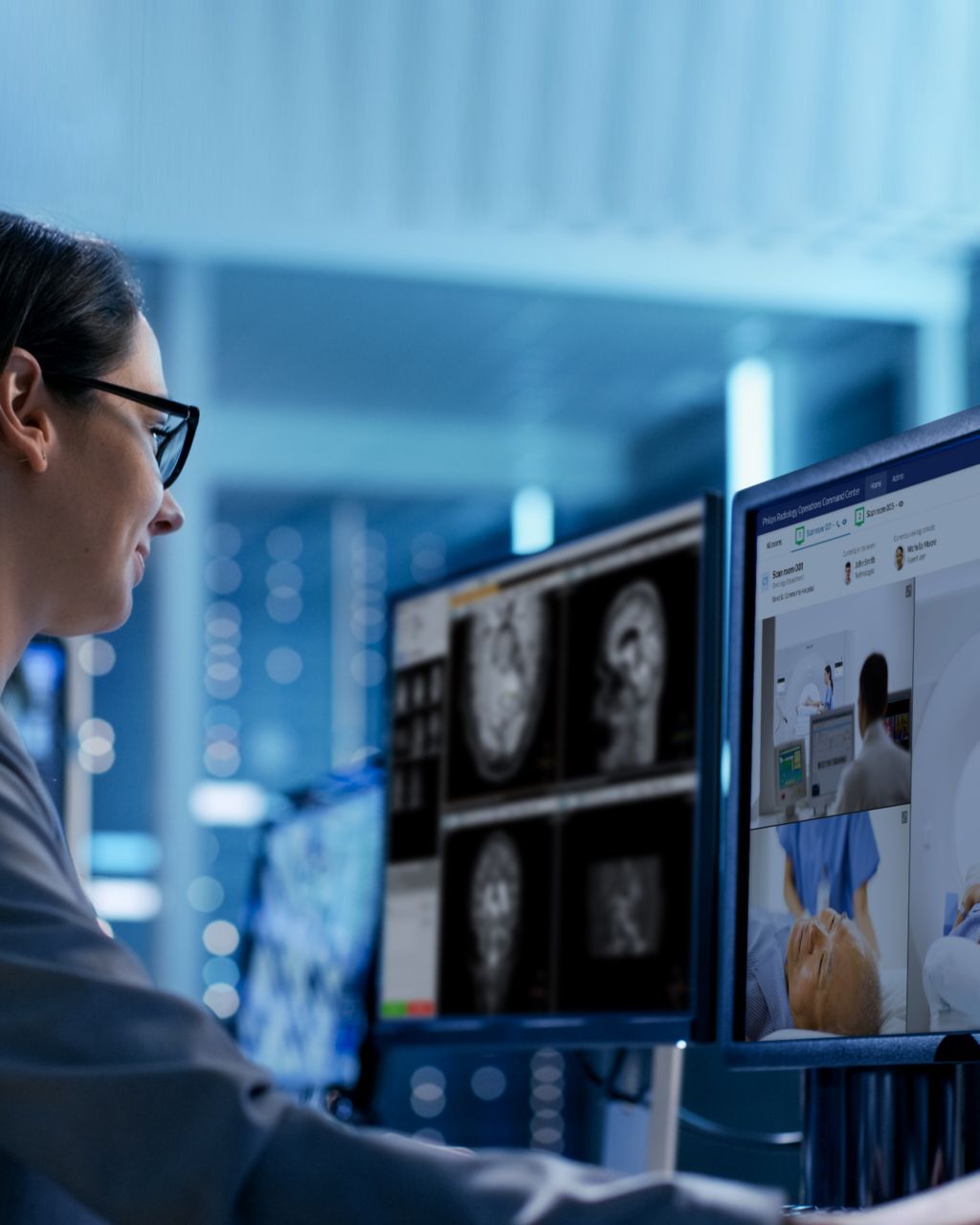 technician working in the radiology operations command center