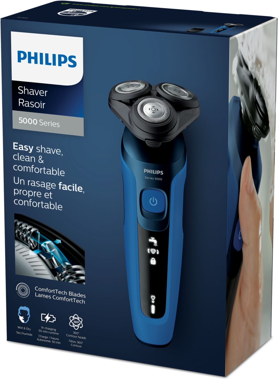Afeitadora eléctrica húmeda y seca para hombre Philips serie 5000 con  soporte de carga, S5884/35
