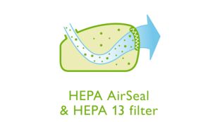 Joint hermétique HEPA AirSeal et filtre HEPA 13