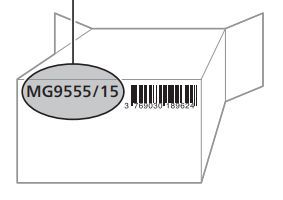 Location of a Philips product model number on the bottom of the packaging.