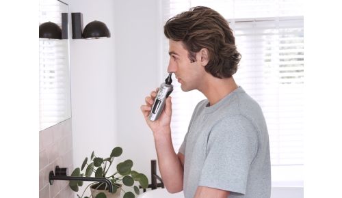 Click-on nose trimmer for nose and ear hair