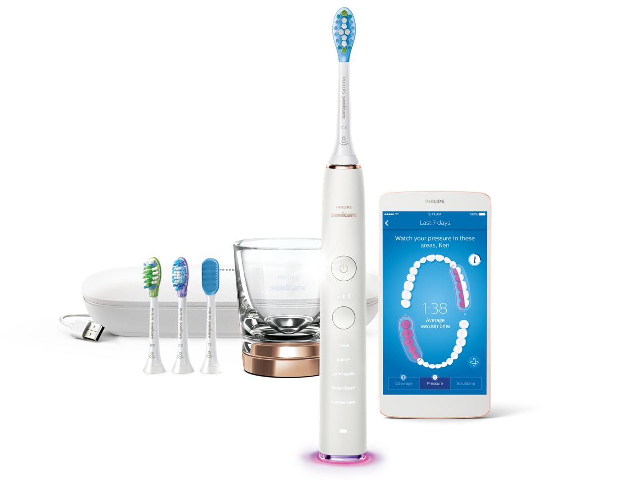 Philips Sonicare DiamondClean Smart Electric, Rechargeable toothbrush for  Complete Oral Care, with Charging Travel Case, 5 modes – 9500 Series,  Black, HX9924/11 : : Health & Personal Care