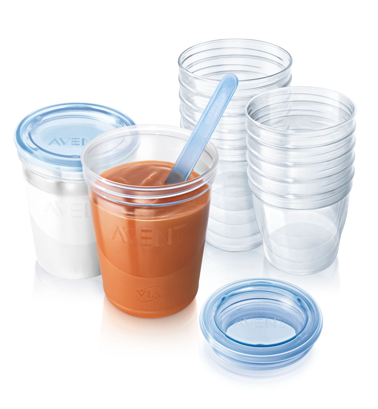 Philips Avent Set con 10 Vasetti da 180ml per la conservazione di latte e  pappe e 2 adattatori - Bimbostore