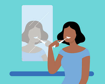 A graphic of a patient using a Philips Sonicare power toothbrush
