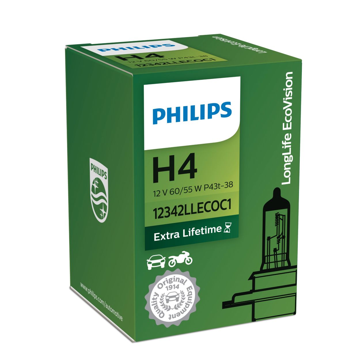 Philips H4 Bulb 12 V 60/55 W 4 Long Life 12342LLECOC1 (1 Pack)