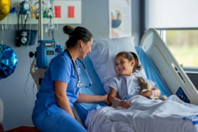 Clinician with a young patient