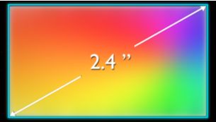 شاشة QVGA بتقنية TFT حجم 6,1 سم (2,4 بوصات) و262 ألف لون لرسوميات تنبض بالحياة