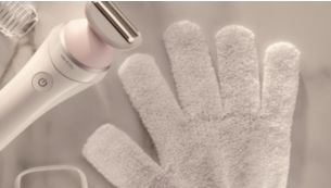 An exfoliating glove helps prevent ingrown hairs