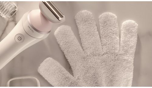 Eksfolieringshandske, der hjælper med at forebygge indgroede hår