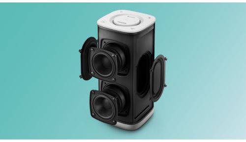 Dubbele luidsprekerdrivers en passieve radiatoren voor meeslepend geluid