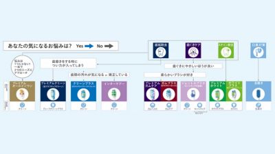 ソニッケアーブラシヘッドとモード選択チャート