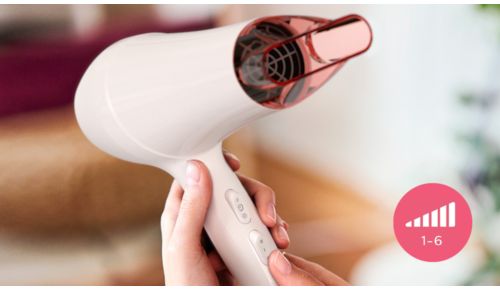 Secador: 6 posiciones de calor/velocidad para una flexibilidad total