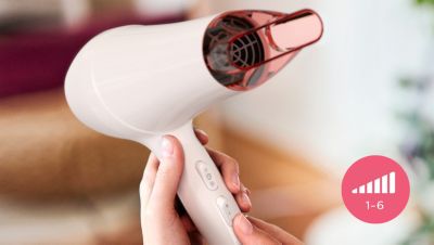 Asciugacapelli: 6 impostazioni di calore/velocità per una flessibilità totale
