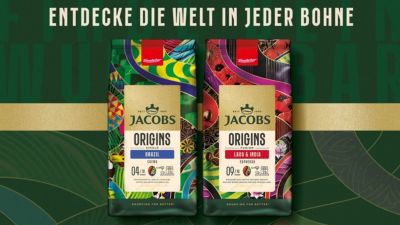 Jacobs Origins whole bean coffee packs Brazil and Laos & India