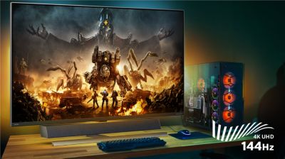ألعاب الكمبيوتر بدقة 4K / ‏144 هرتز على الشاشة الكبيرة