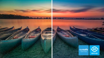 Protezione dalla luce blu certificata Eyesafe e accuratezza del colore