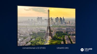 明亮 4K LED 電視、生動 HDR 畫面、流暢動作。