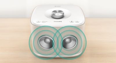 2 x 2.5" drivers with bass port for room-filling sound