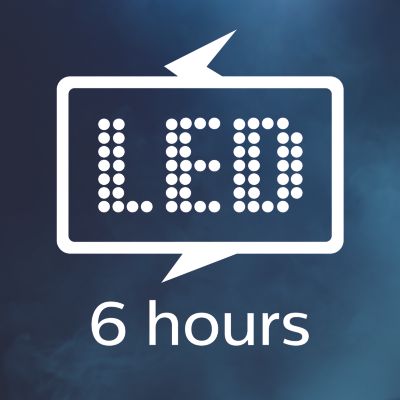 Até 6 horas de luz LED potente