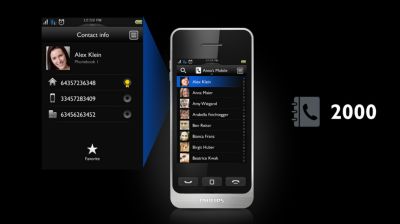Store up to 2000 contacts with up to 3 numbers per contact