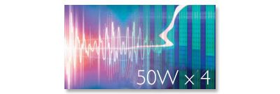 Built-in 50W x 4 amplifiers for excellent sound quality