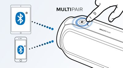 Bytt musikk umiddelbart mellom to enheter med MULTIPAIR